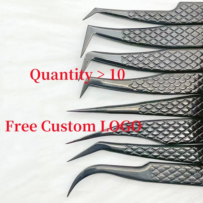 Precision Eyelashes Extension Tweezers Black For Make Fans Boot Isolation False Lash Clip Tongs Nail Art Makeup Tools Supplies