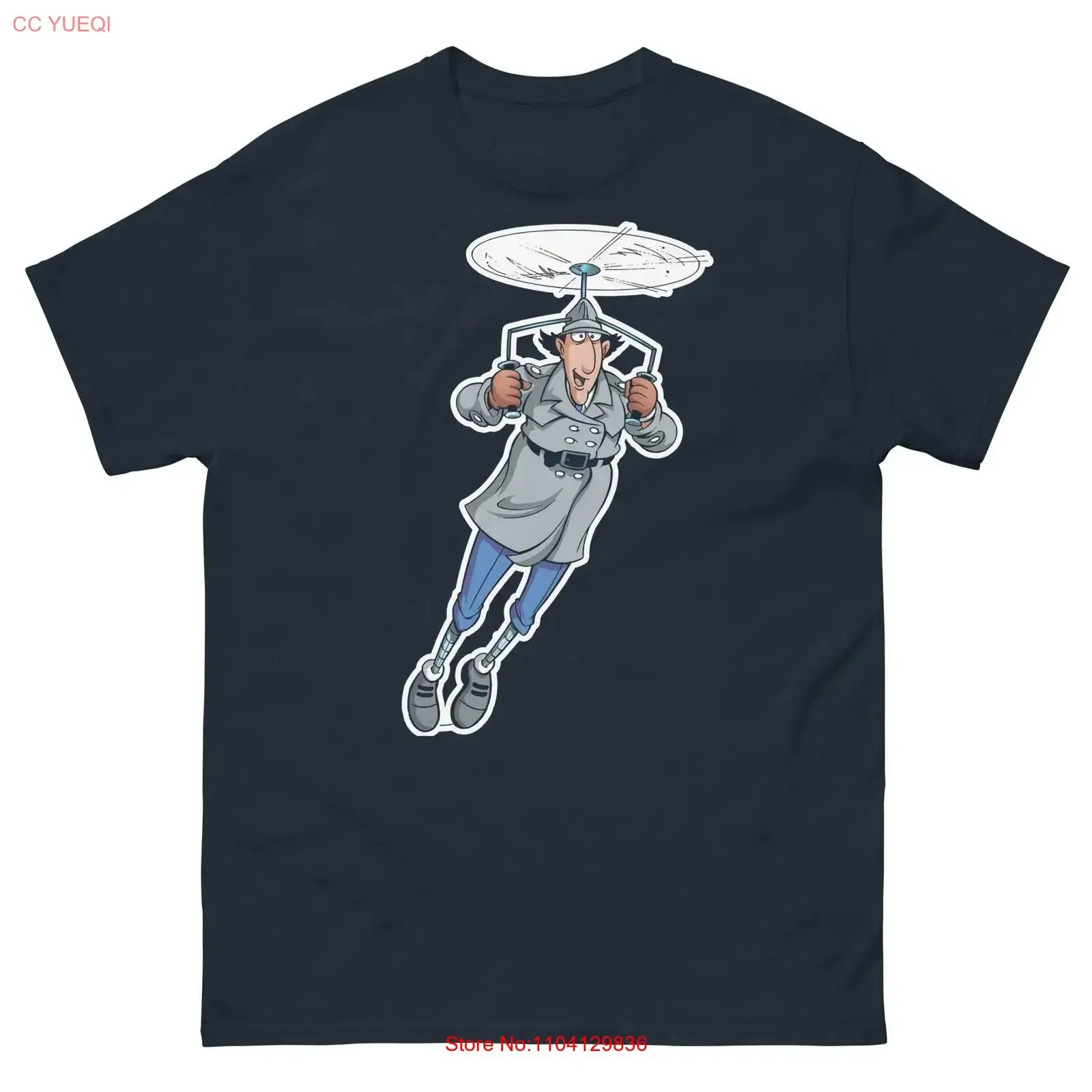 Inspector Gadget Navy Blue T Shirt classic tee vintage Washed graphic Soft Slightly Casual fashion streetwear Stretched