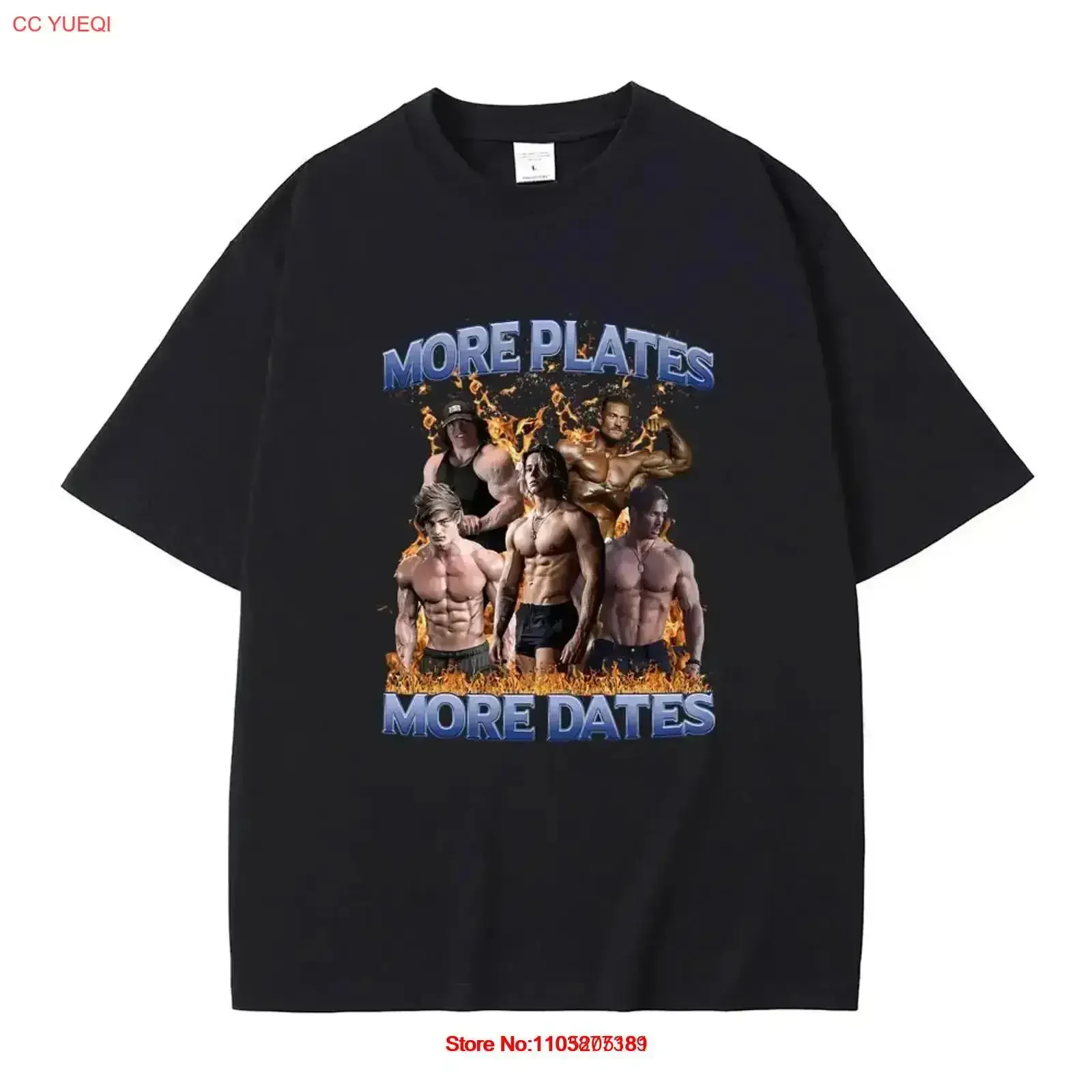 More Plates Dates Funny T Shirt Fitness Gym Oversized Shor vintage Washed Top For Everyday Wear Comfortable Soft graphic Casual