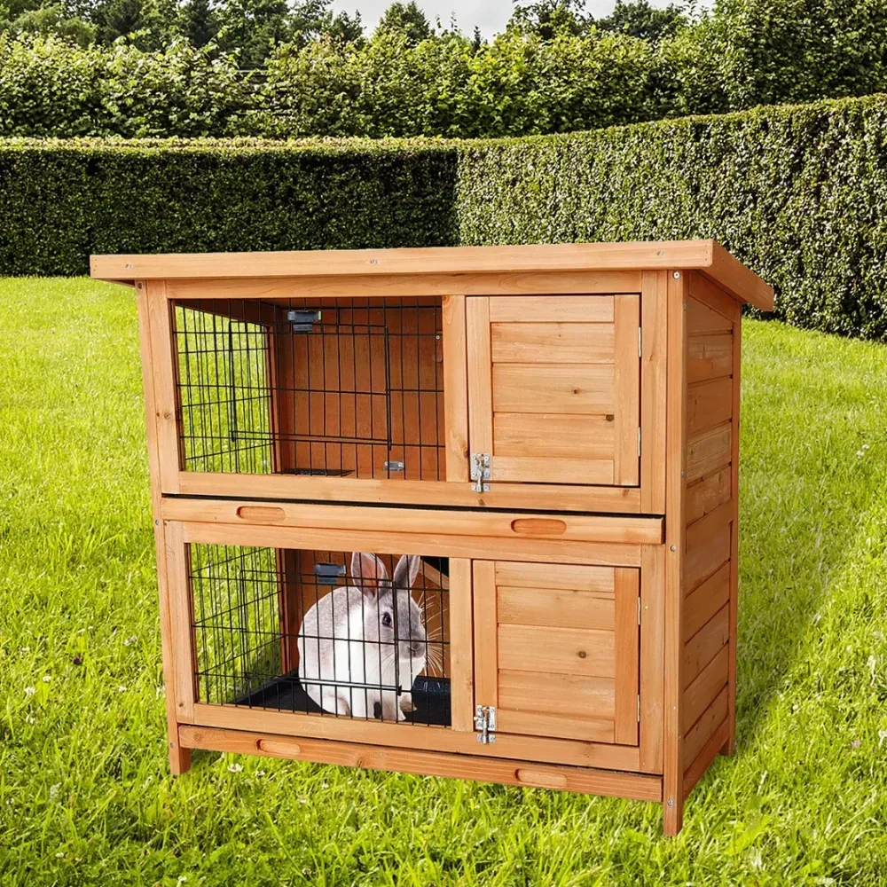 

Large Rabbit Hutch with BASE Chicken Coop 2 Storey Guinea Pig Pet Cage House