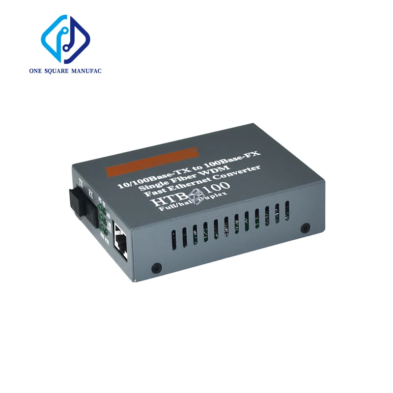 1 pair Optical Media Converter 4*RJ45 & 1*SC HTB-3100 10/100Mbps 25KM RJ45  Single-mode Single-Fiber