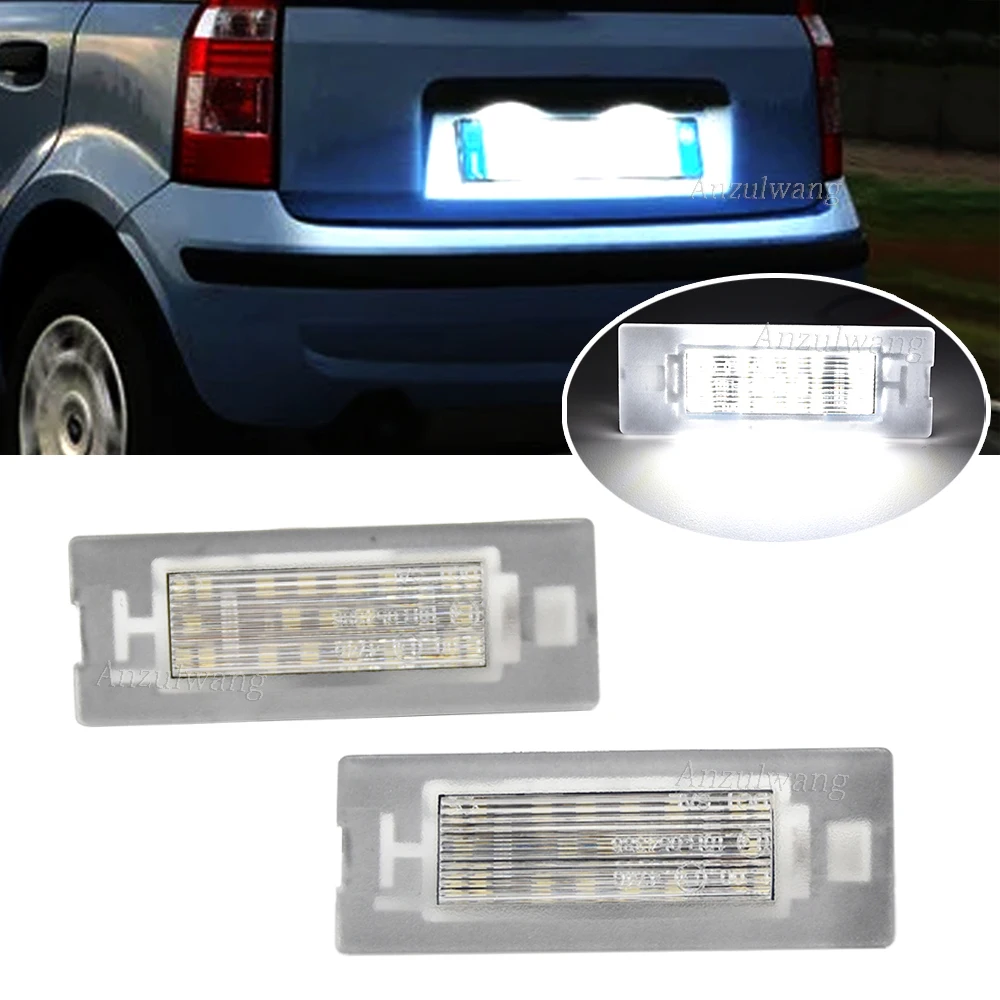 Error Free White LED License Number Plate Light Lamp 1Pair For FIAT Panda MK3 MK4 Typ 169 312 319 2003-2012 71734797 71771501