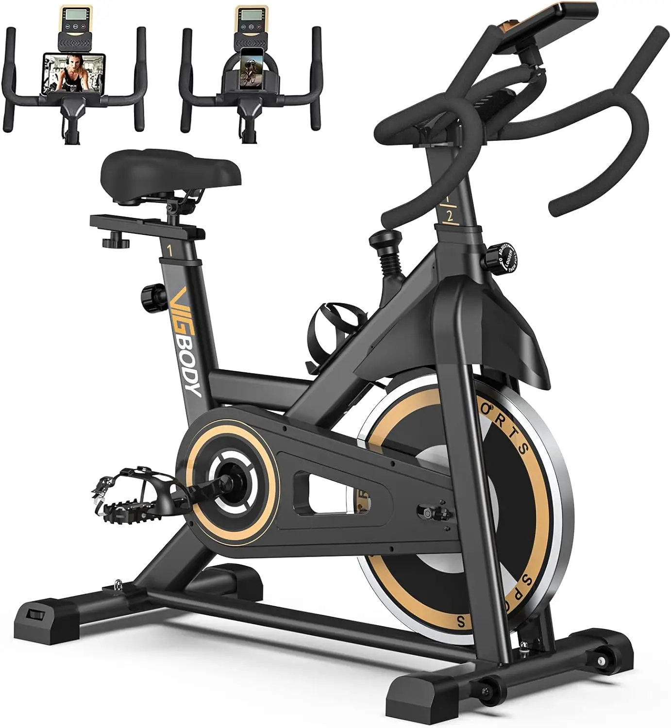 

Stationary Exercise Bike Indoor Cycling Bike for Cardio Workout, with Comfortable Seat Cushion, LCD Monitor