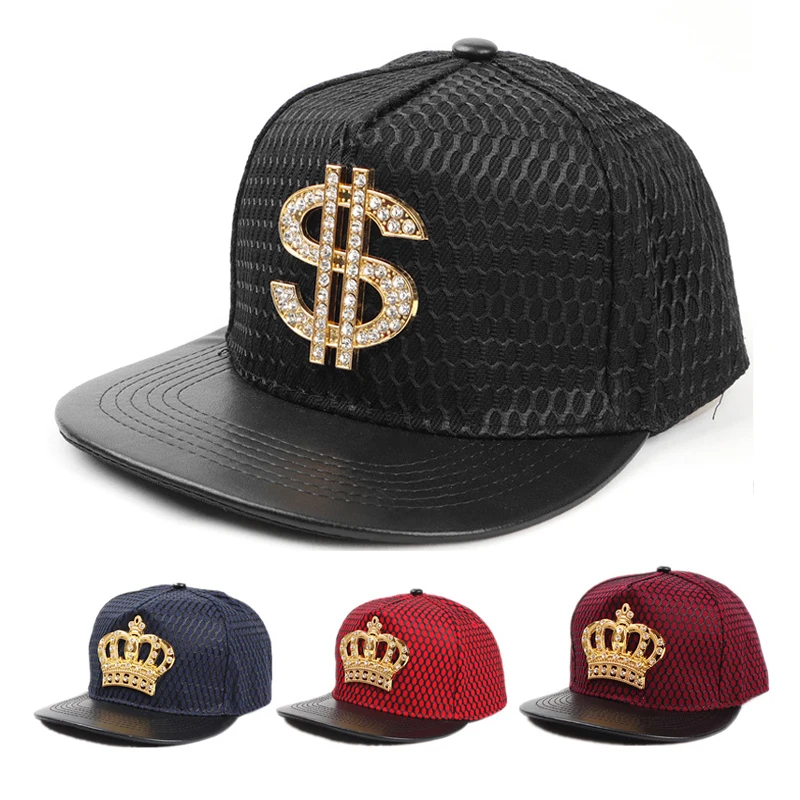 Doitbest Europe Metal Dollar Crown Baseball Cap Hat For Men Women Casual Hip Hop Snapback Caps Sun Hats