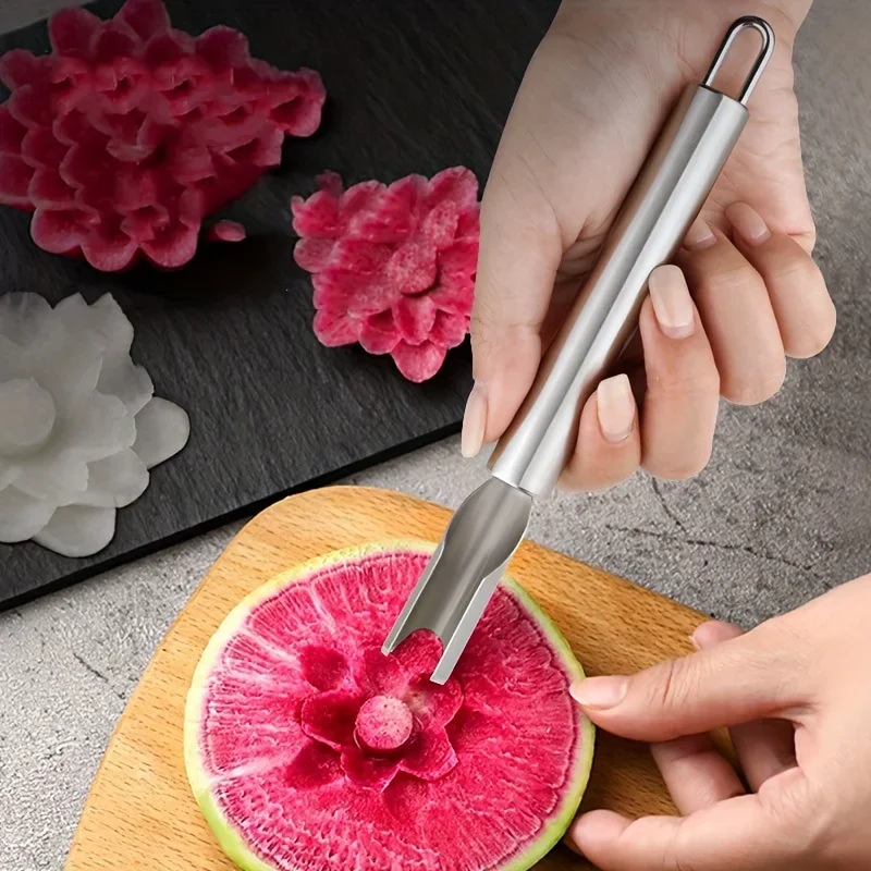 Stainless Steel Vegetable Fruit Carving Tool DIY Food Sculpting Knife Garnish Cutter for Kitchen Plating Decoration