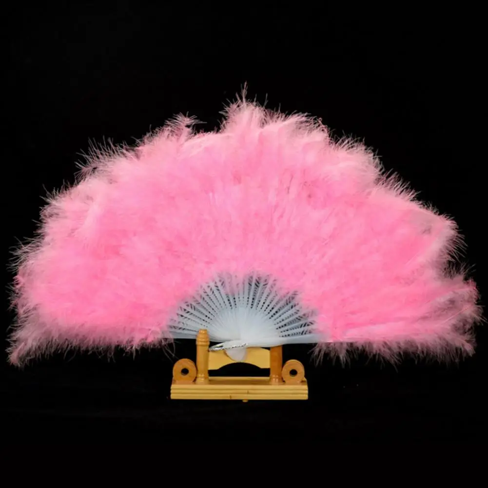 Party Folding Fan Elegant Vintage Feather Folding Fan for Dance Stage Performance Hand Held Portable Decoration Fan for Wedding