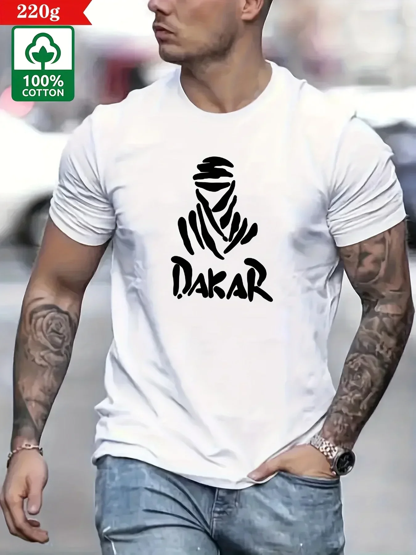 Men's And Kids Summer 100 Cotton Fashionable Casual Loose Large Size Dakar Style Printed Round Neck Short Sleeve T-shirt Top