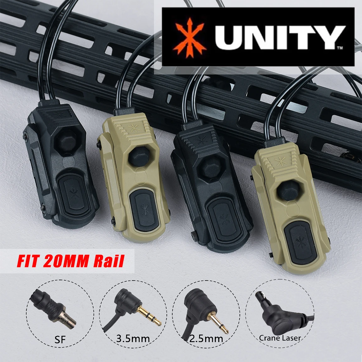 UNITY AXON Pressure Switch Remote In-Line Dual Function Flashlight PEQ NGAL La-ser SureFire M300 M600 2.5 3.5 Crane Plugs