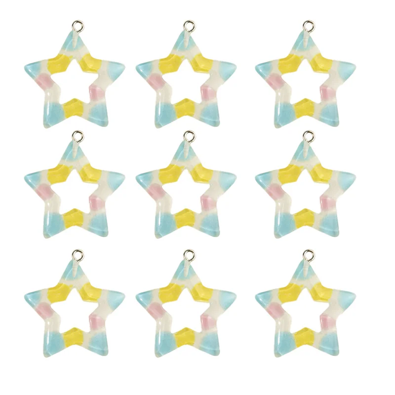 10 Stücke Multi-stil Herz Stern Dreieck Harz Charms Bunte Charms Anhänger Diy Erkenntnisse 3D Für Schmuck Machen Zubehör