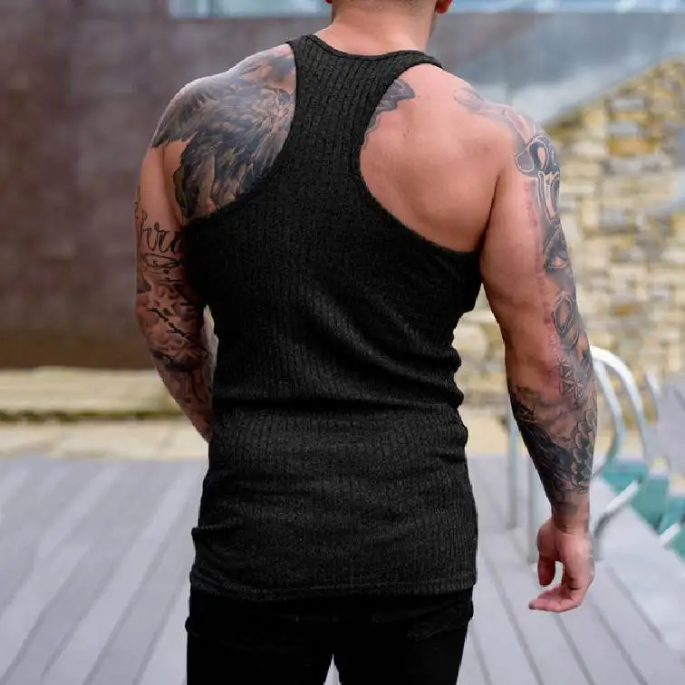 

Men's Fitn Vest Breathable Svel T-irt Vertical Stripes Youthful Summer Sportswear Slim Fit Sweat Vest