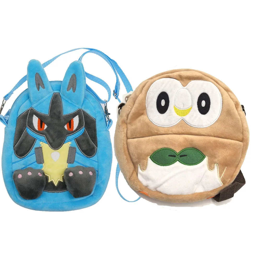 Pokemon New Plush Cute Animals Children Soft puppet figure toys About 20cm  Boys girls Gift Lucario Rowlet Bag