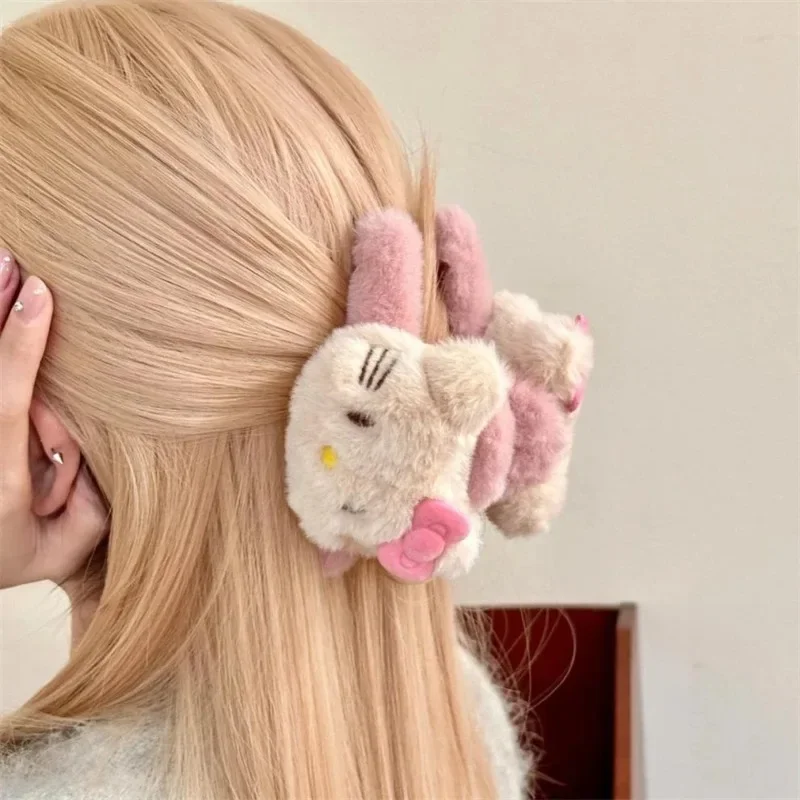 

Sanrio, Hello Kitty двусторонний Kt лук плюшевый с клипсой мультяшный милый зажим в виде акулы красивая милая девушка Kawaii заколка для волос для девочек подарок