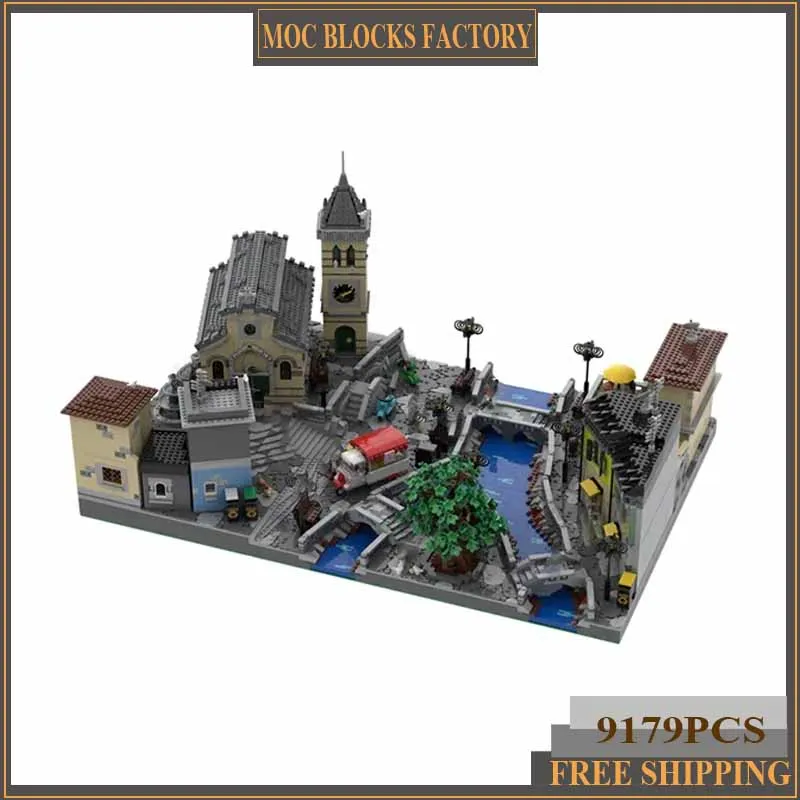 Street View Model Moc Building Blocks Italian Village Model Technology Brick DIY Assembly Construction Toy Holiday Gifts