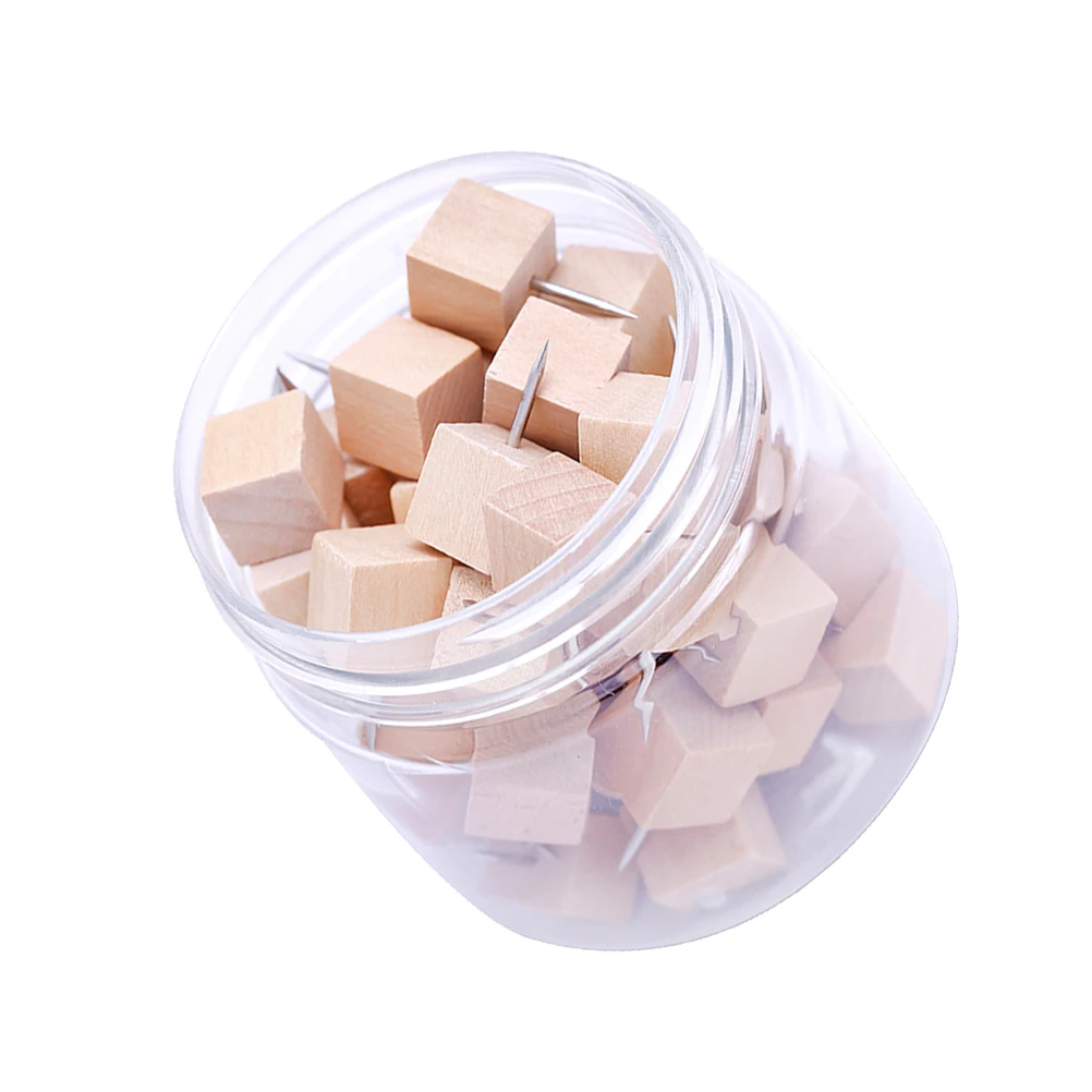 50 قطعة دبابيس ضغط الخشب مربع الزخرفية Thumbtacks الإبداعية السلامة المعادن الأظافر ل لوحة الفلين نشرة خريطة صور مكتب المدرسة