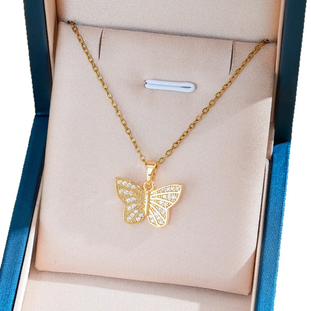 The style is novel. The butterfly titanium steel necklace is specially designed for women, retaining its color.