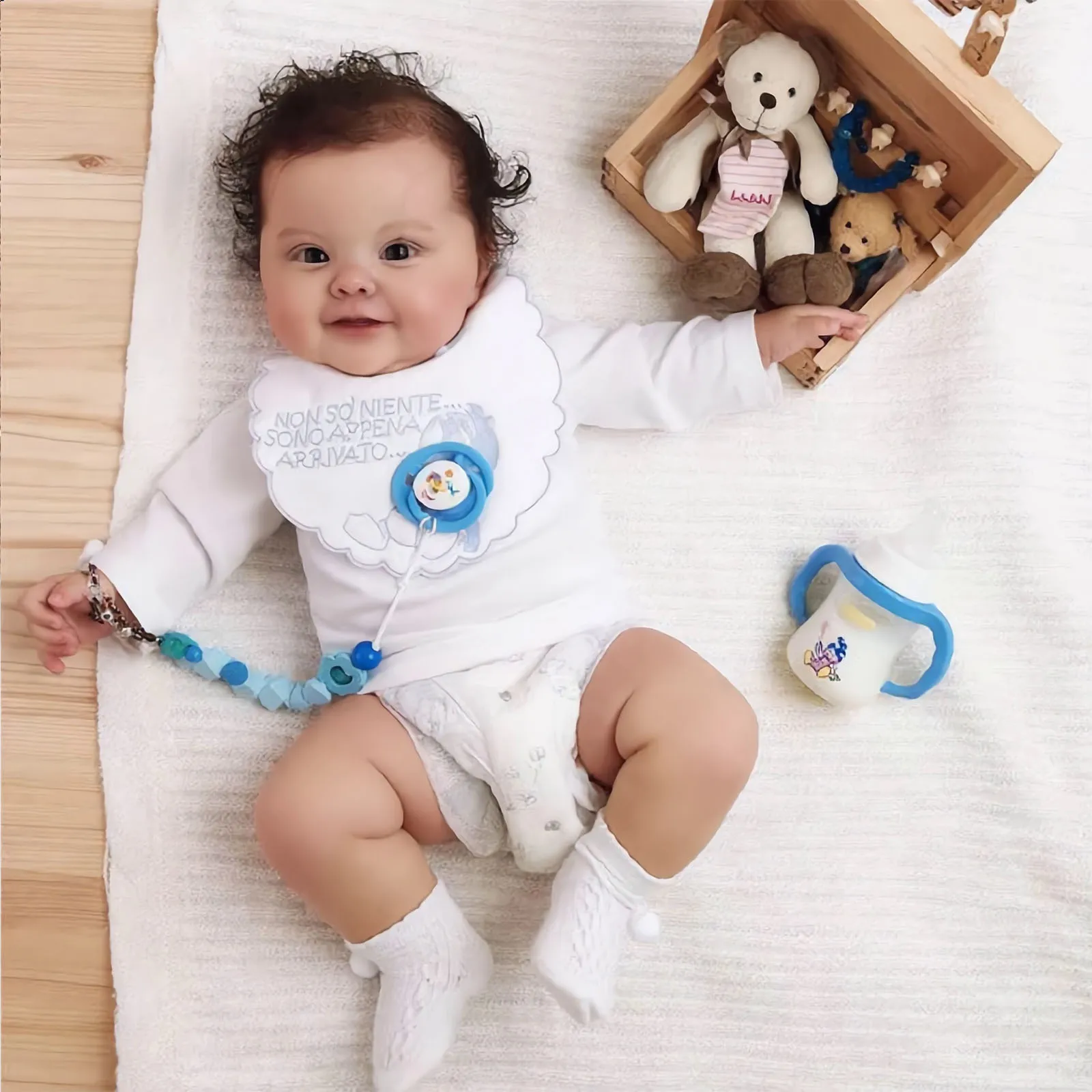 Reborn-Puppen 20 Zoll 50 cm Weiches Vinyl Handgefertigte Lebensechte Reborn-Babypuppe Kleinkind Neugeborenes Babyspielzeug Weihnachtsgeschenke - Reborn-Babys
