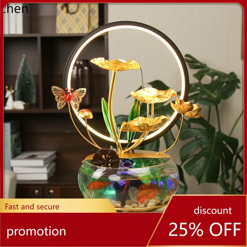

CZ Desktop Home Glass Fish Tank Water Feature Ornament Office Living Room Entryway Landscape Fountain Decoration