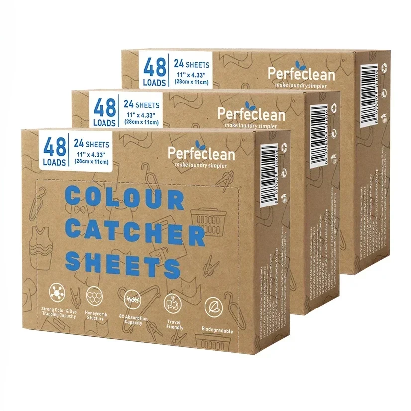 3 Packs Perfeclean Colour catcher sheetsColor Grabber Dye Trapping Tablets Effective Color Catchers for Staining Removal