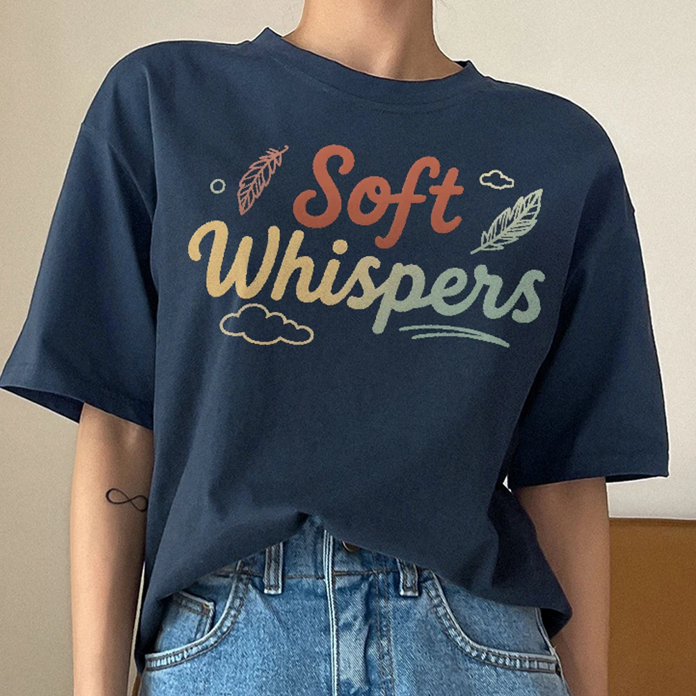 

Street Wear Colorful Whispers Cute Lovely Adorable Letters Y2K Women‘s Clothes Cotton Casual T-Shirt Crew Neck Graphic Tees