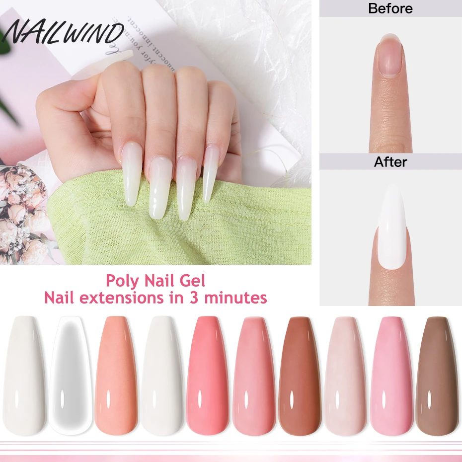 NailWind Mini/15ml Quick Extension Poly Nail Gel Semi Permanent  Acrylic Hybrid Gel Varnishes Nail Polish Base Top Coat