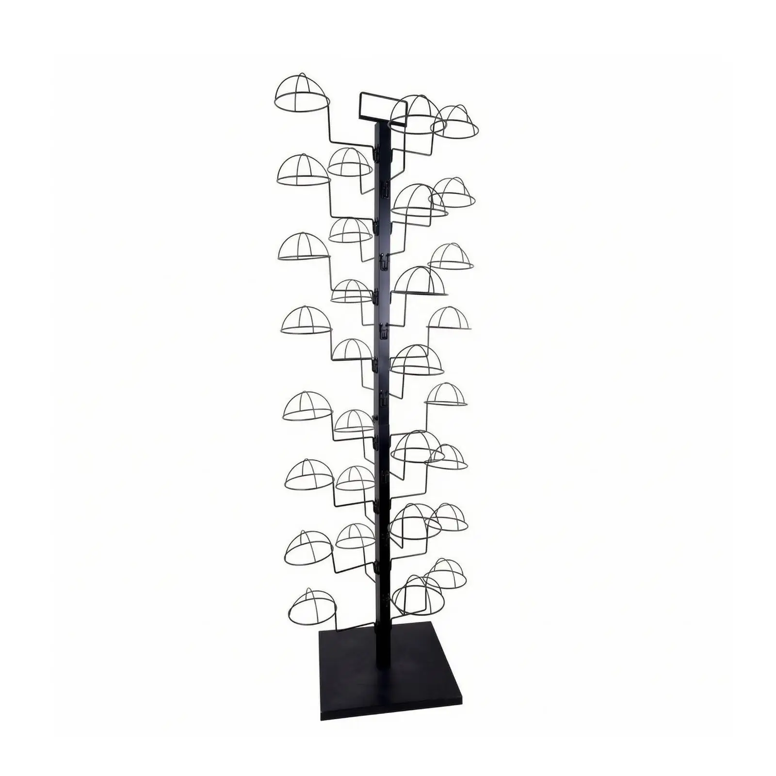 Freestanding Hat Display Rack Iron Vertical Post with Curved Wire Holders for Clothing Store Hat Storage Showcase