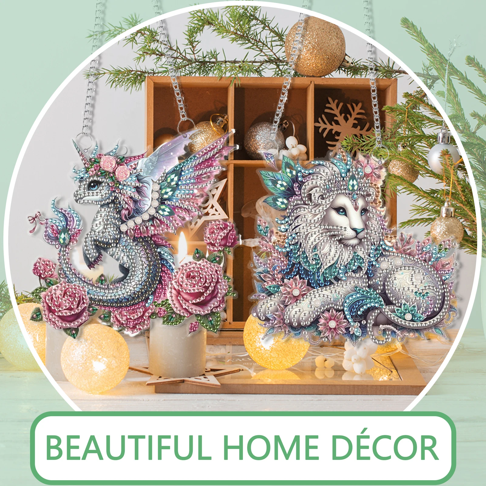 2個入り PET特殊形状漫画動物ラインストーンダイヤモンドア - Resin Art Hanging のレビューと価格