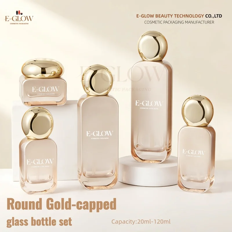 

【Нанесение логотипа】1 шт. Набор флаконов с градиентным оранжевым покрытием, роскошная стеклянная косметическая упаковка, 100 мл спрей-лосьон для ухода за кожей, 50 г баночка для крема для лица