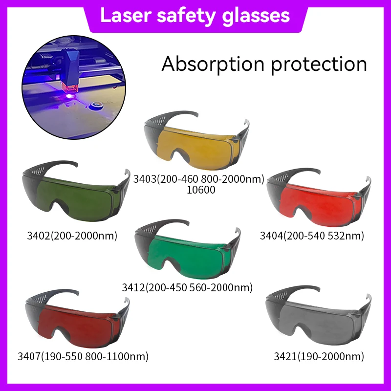 Laser Protective Glasses CE EN207 OD5+ 190-2000nm 10600nm Wraparound OTG For IPL Hair Removal Laser Marking Welding Cutting