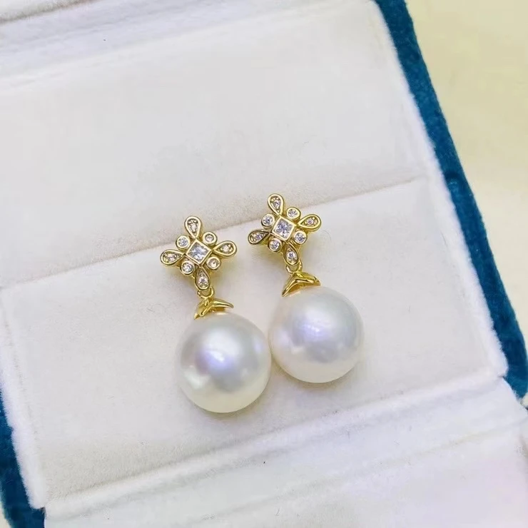 Wholesale 925 Sterling Silver Earrings Mount Findings Settings Base Mounting Parts Accessory for 11-12mm Pearls