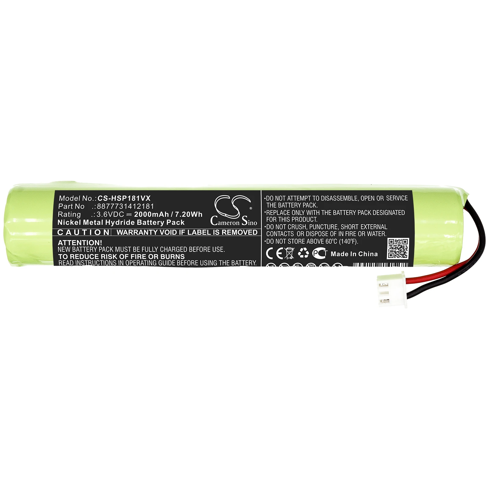 

CameronSino Battery 8877731412181 For Brush Cleaner Mop Hurricane Spin Scrubber Ni-MH 3.60V 2000mAh / 7.20Wh