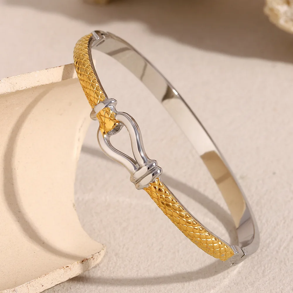 

2025 New Arrival Jnjq Mainland China Metal Unisex Bangles Fashion Trendy Gold-color Round