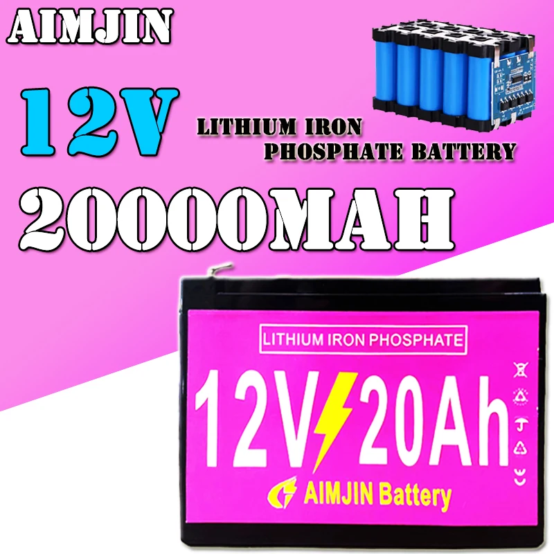 

12V 20Ah Rechargeable LiFePO4 Battery Pack 20000mAh For Electric sprayer, children's toy car, solar street lights, emergency lig