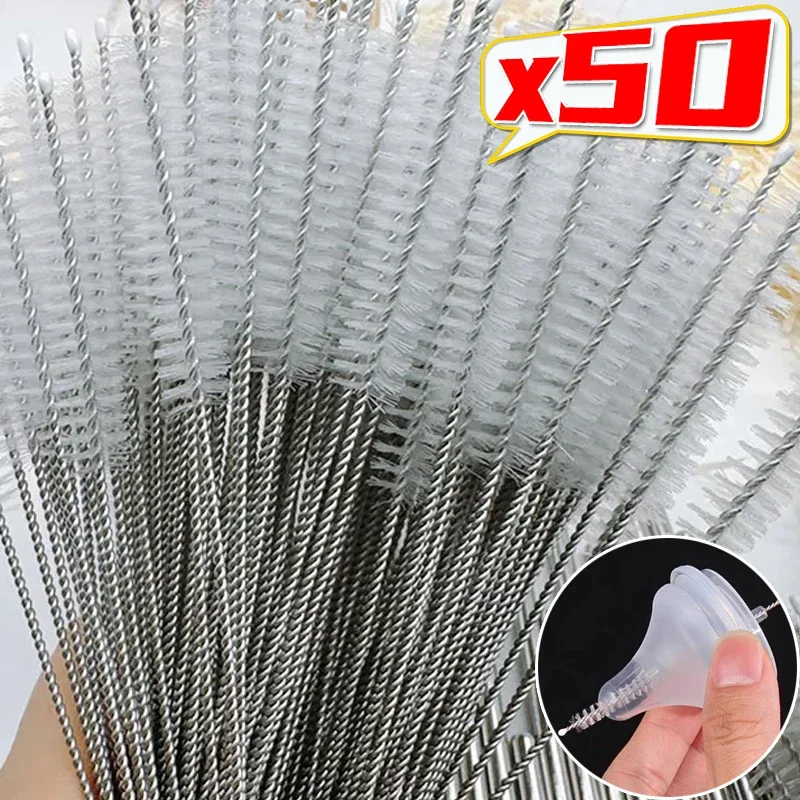 50/5pcs Nylon Cleaning Brush Kit Tube Pipe Drink Straw Washing Cleaner Bristle Baby Cup Bottles Brushes Household Cleaning Tools