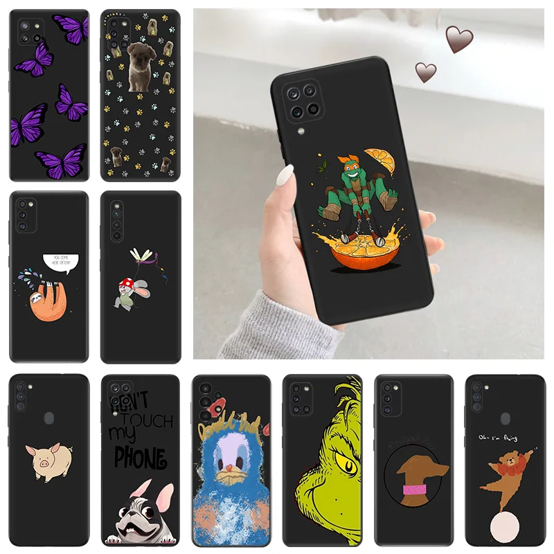 Phone Case for Samsung A31 A32 A33 A34 A51 A52 A53 A54 A71 A52S A72 A73 4G 5G Sloth Bulldog bunny duck Shell Black Cases Cover