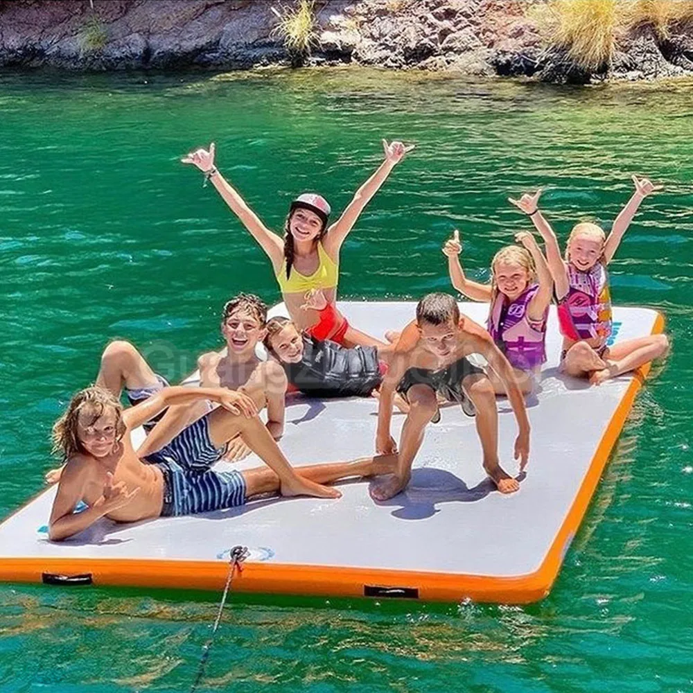 Inflatable Drop Stitch Water Floating Sundeck Fishing Inflatable Island Dock Swim Platform