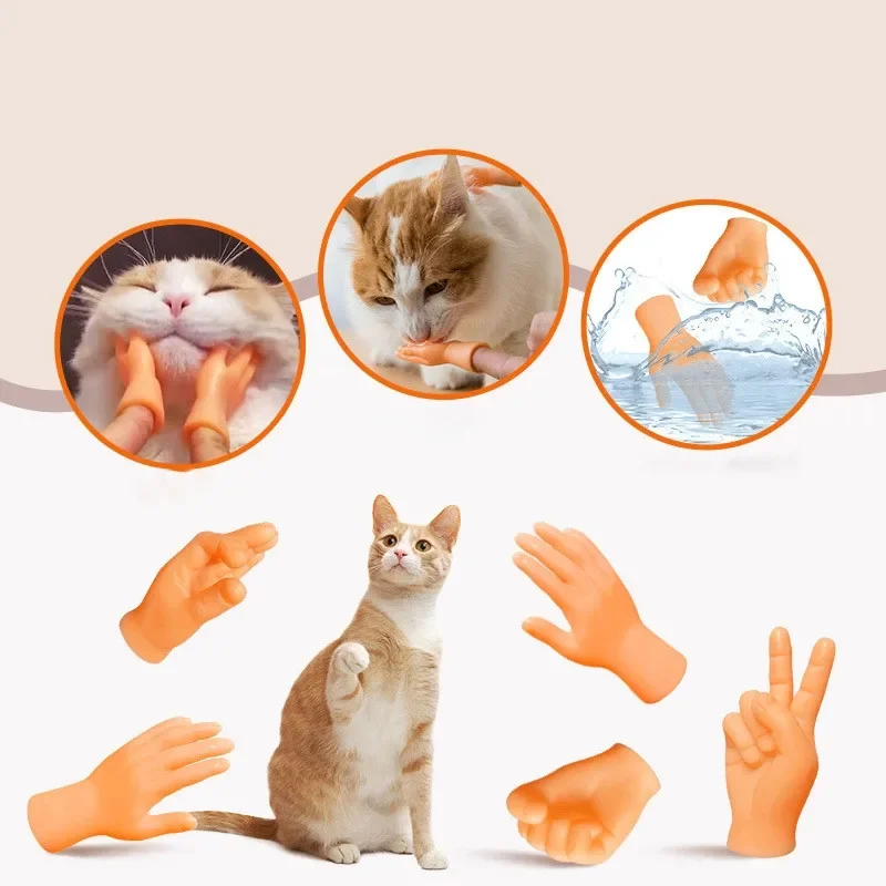 Cat Creative Toy Little Finger Fidget Toy Funny Mini Hand Massage Tool Tease Cat Dog Pet Gloves Gags Joke Party Cosplay Props