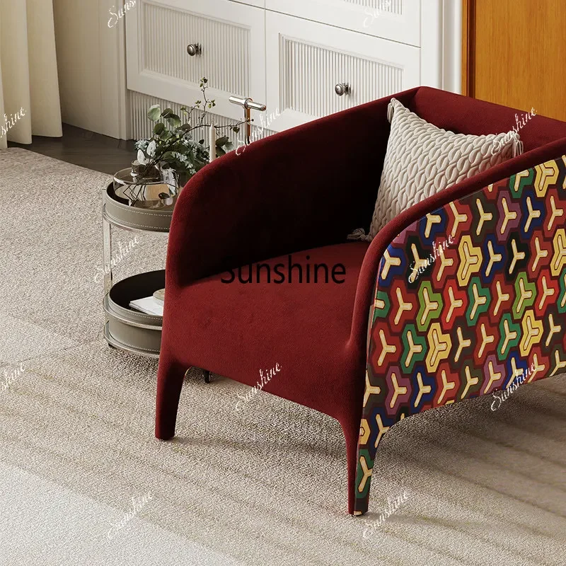 

Burgundy single art living room light luxury leisure chair