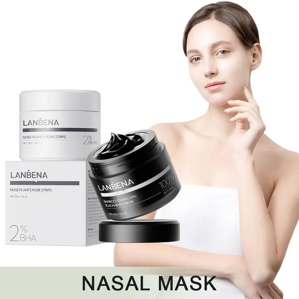 LANBENA eliminador de espinillas, mascarilla facial con tira de poros, mascarilla negra para el cuidado de la cara profunda, limpieza hidratante, paquete de piel exfoliante, nuevo L8D6