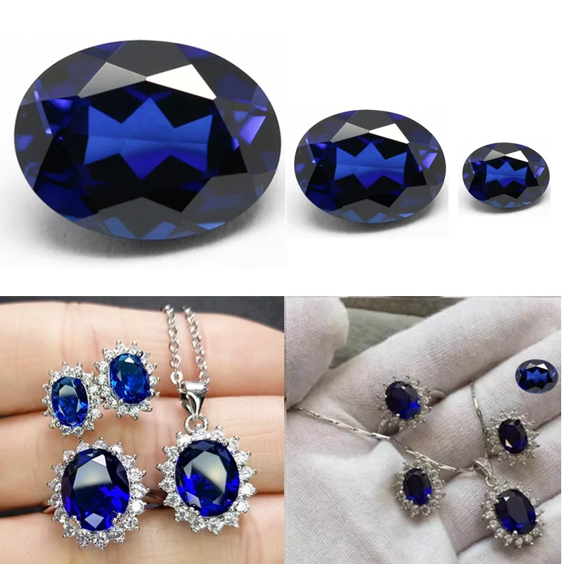 

Premium Blue Sapphire Oval Faceted Cut Pass Test Mohs Hardness Sapphire for Jewelry Making/Collection/Gift/Setting Stone