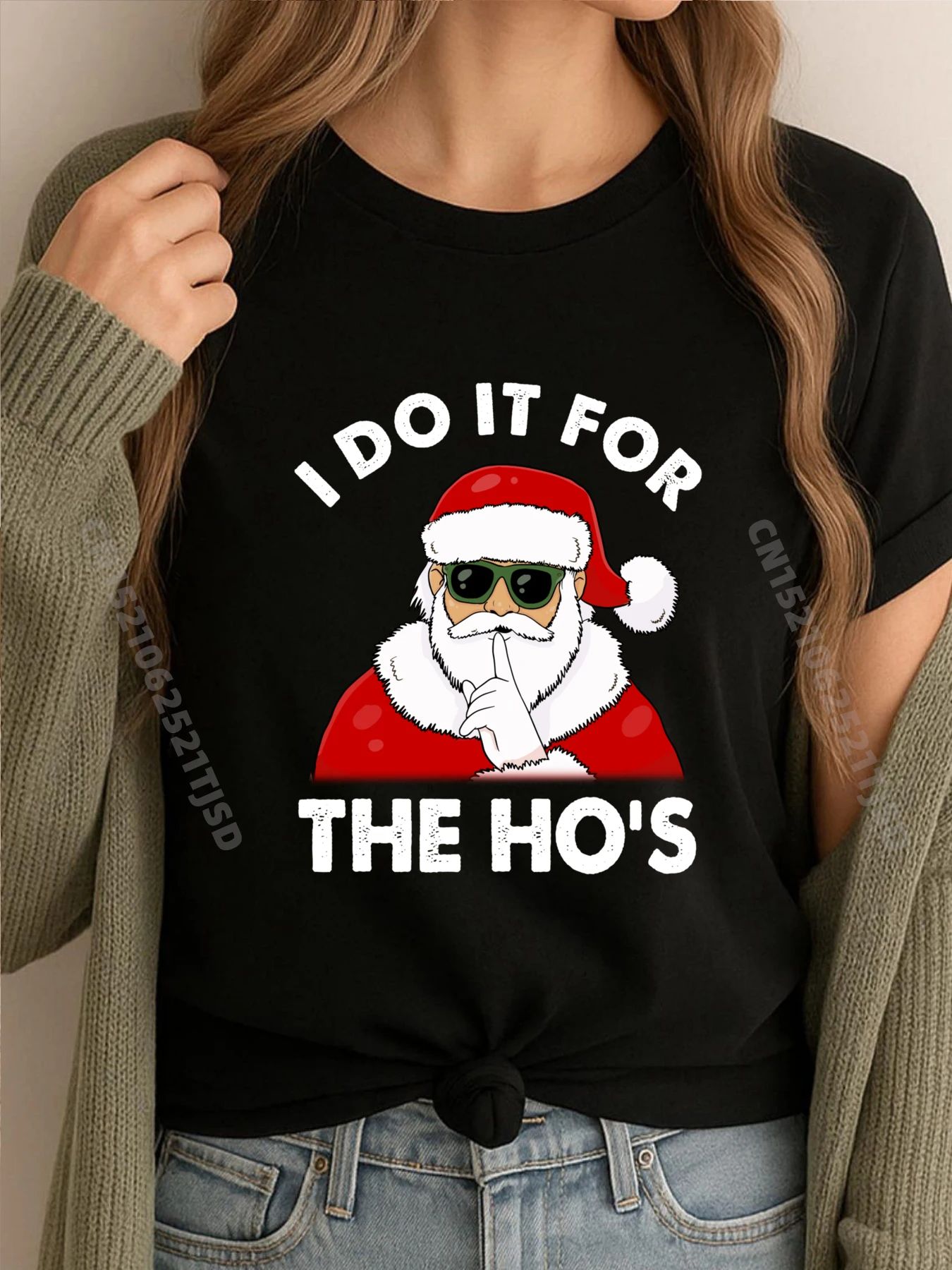 

I Do It For The Hos Необычная рождественская футболка с изображением Санта-Клауса, роскошная женская футболка высокого качества, мужская одежда на День отца