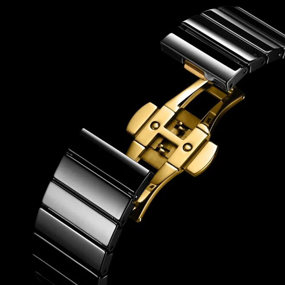 CIGA Design 22MM Ceramic Watch Band 316L Stainless Steel Buckle Watch Straps for Men Mechanical Automatic / Quartz Wristwatches