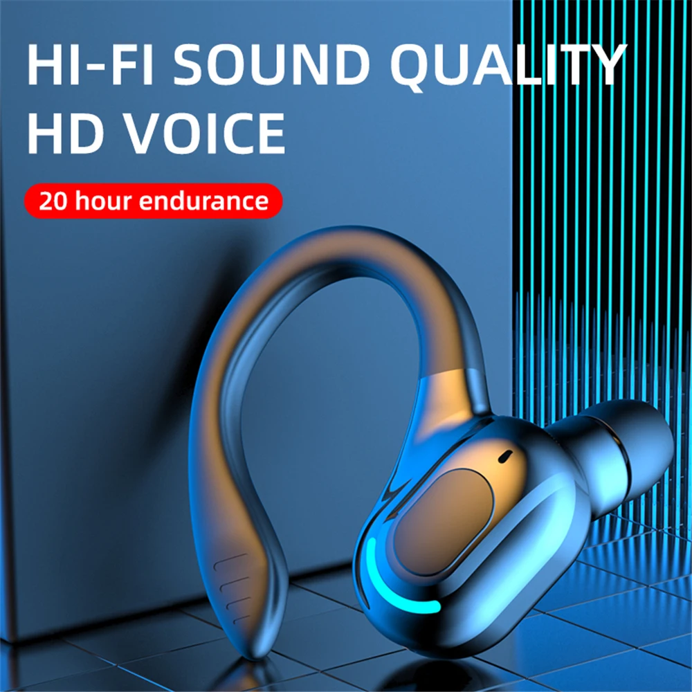 New Bluetooth 5.2 Headset Wireless Earbuds Earphones Noise Cancelling HiFi Stereo Headphones Ear Hook with Microphone for Phone