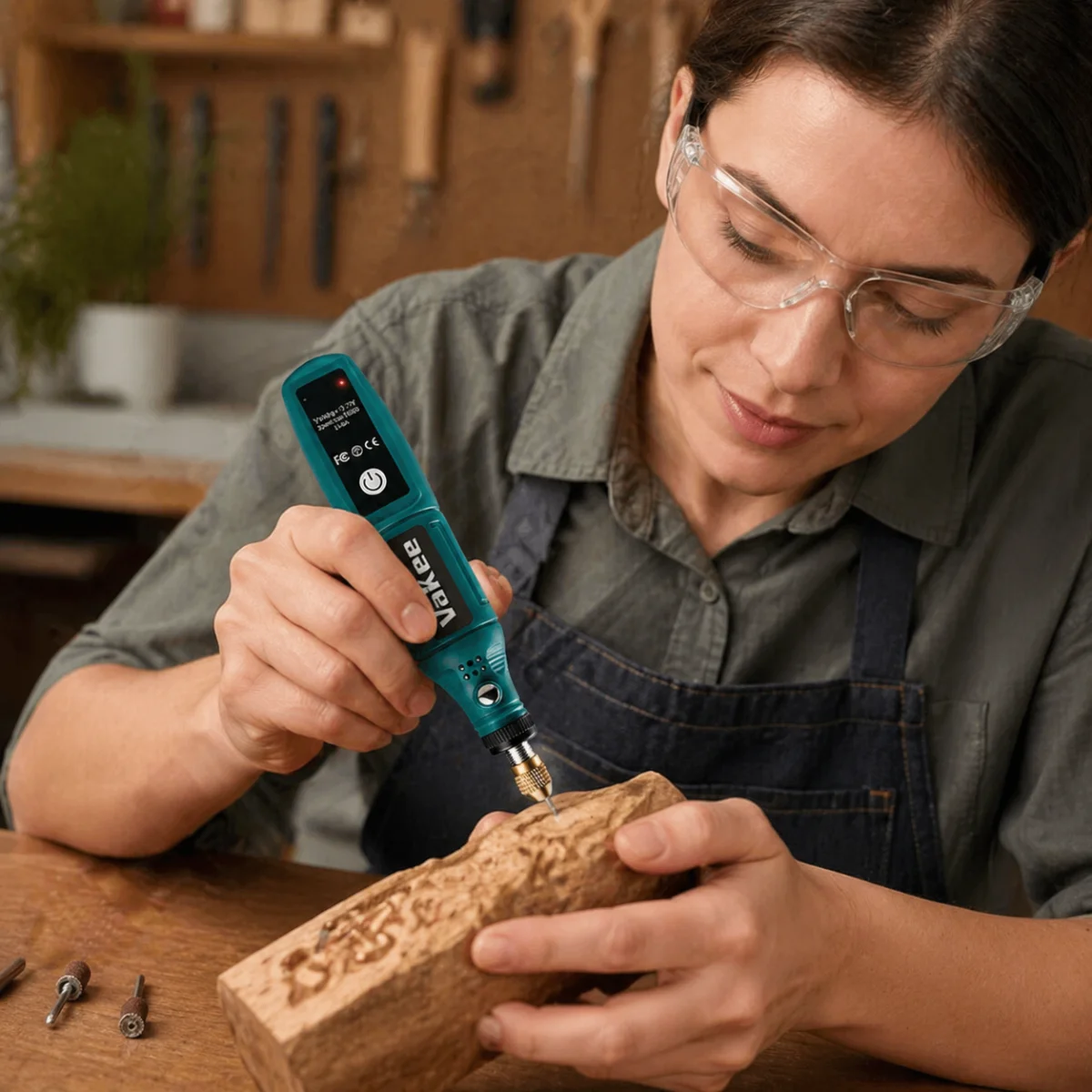 Vakee Mini Cordless Electric Grinder Pen, 3.7V USB Rechargeable Rotary Tool, 16000RPM Portable Precision Tool for Grinding, Poli view 5