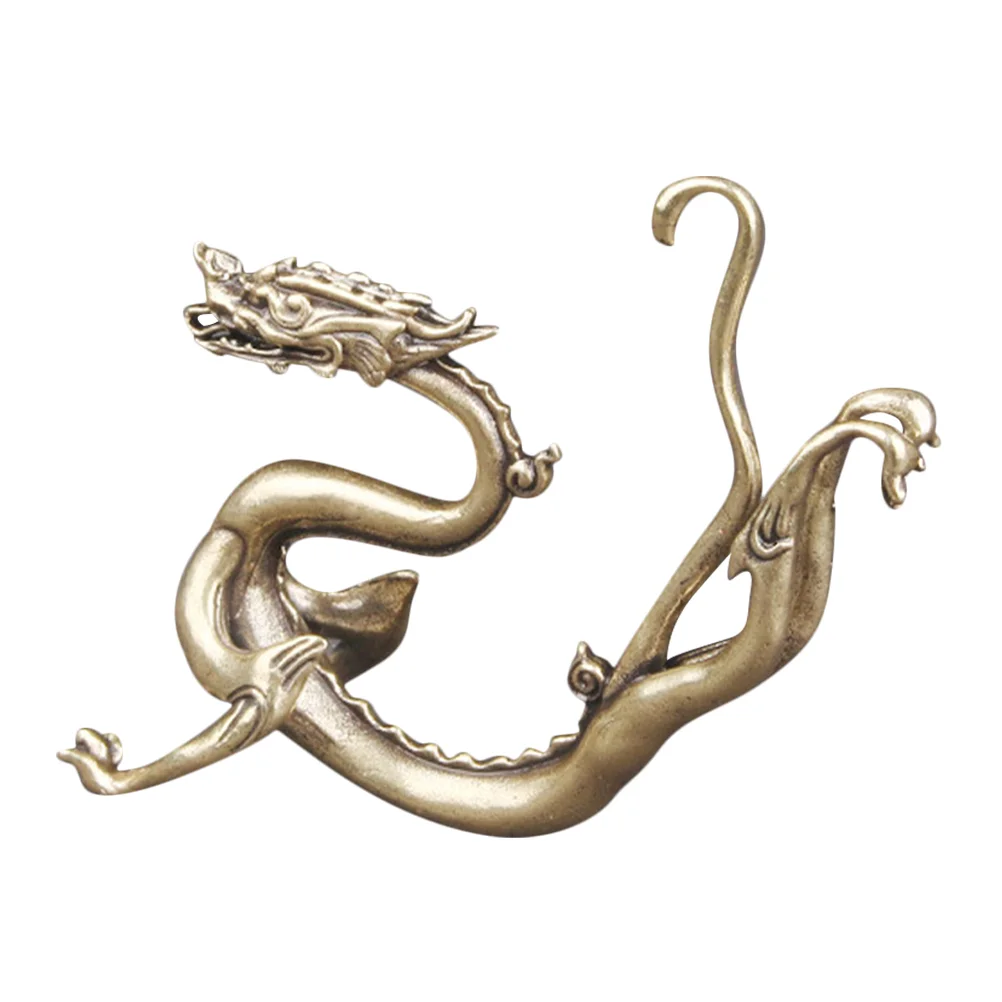 Chilong Ornaments Dragon Sculpture Statue Vintage Decor Crafts Chinese Decoration Brass Decorative Figurine