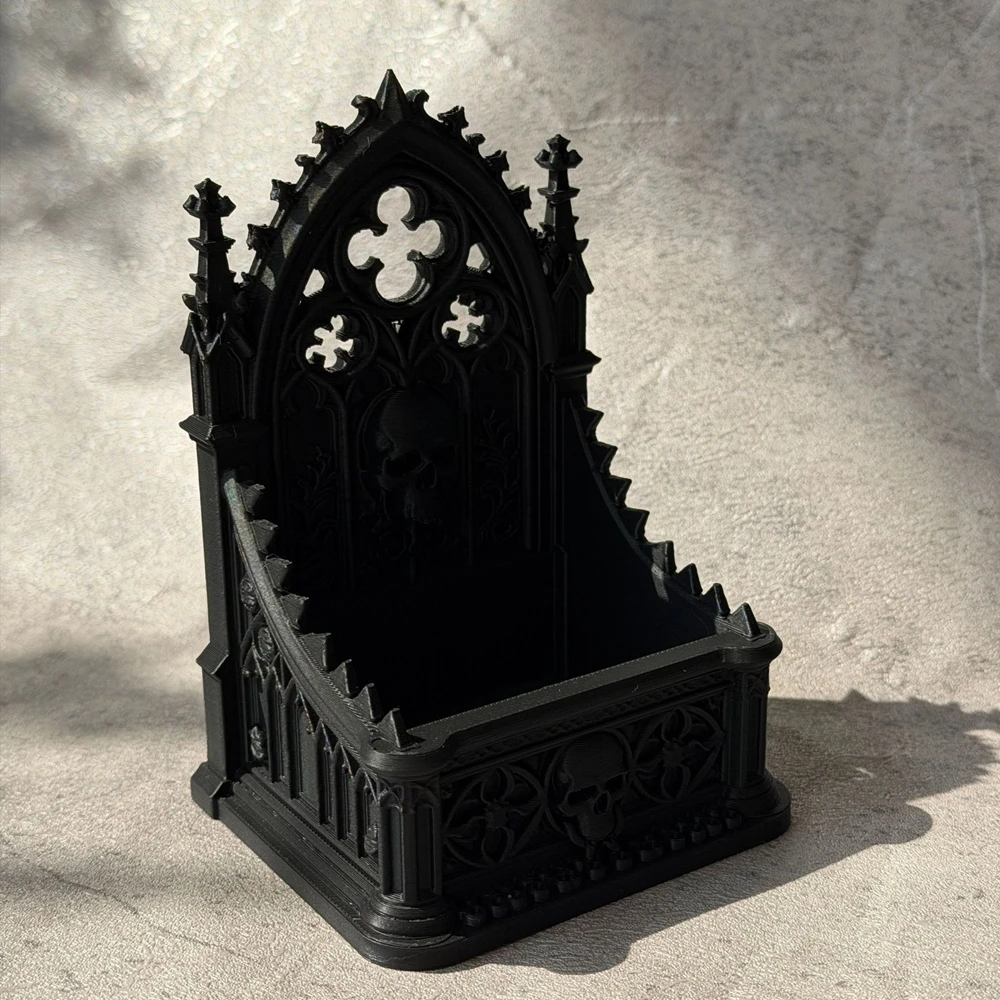 3D Carved Skull Shape Storage Box Gothic Dark Style Cosmetic Organizer Desktop Makeup Jewelry Container for Home Gift
