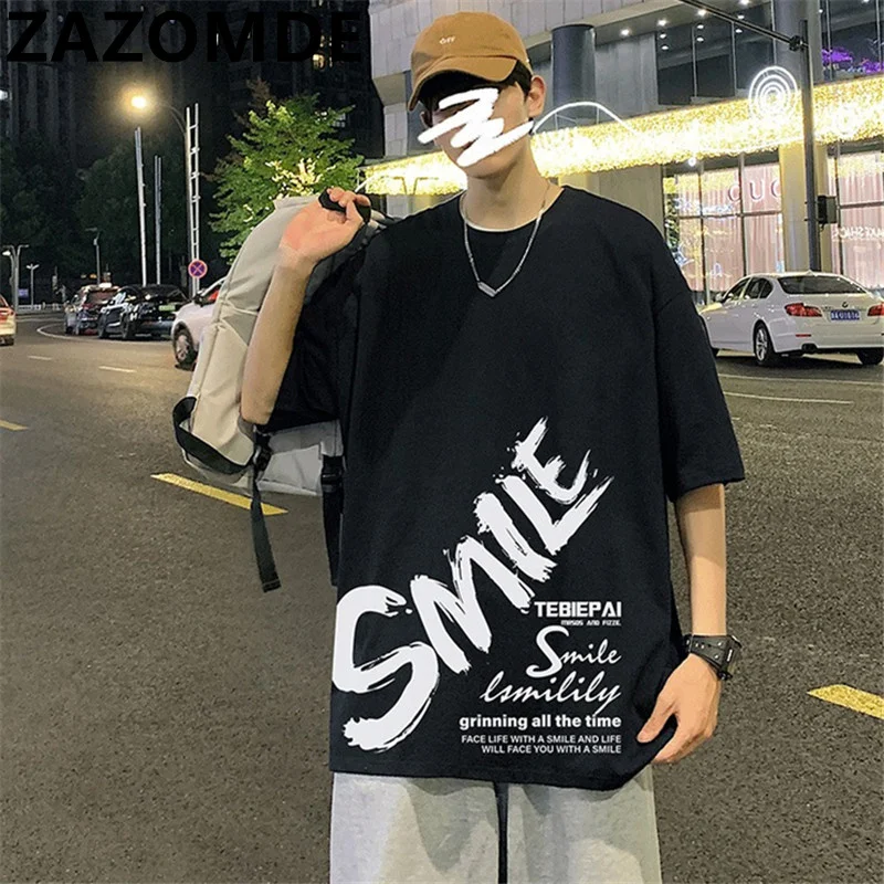 Men Oversized T Shirt Letter Harajuku Streetwear Tshirts Man 2023 Fashion Casual Loose Cotton Hip Hop Y2K T-shirt Tops