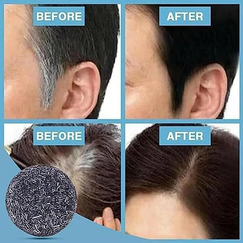 Sampo batang gelap rambut 3 buah, sabun Herbal batang sampo alami batang sampo padat rambut terbalik