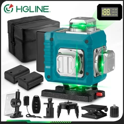 HGLINE 16 Lines Laser Level 4D Green Line 360° Horizontal Vertical 30m APP Remote Control Super Power Laser Level Instrument