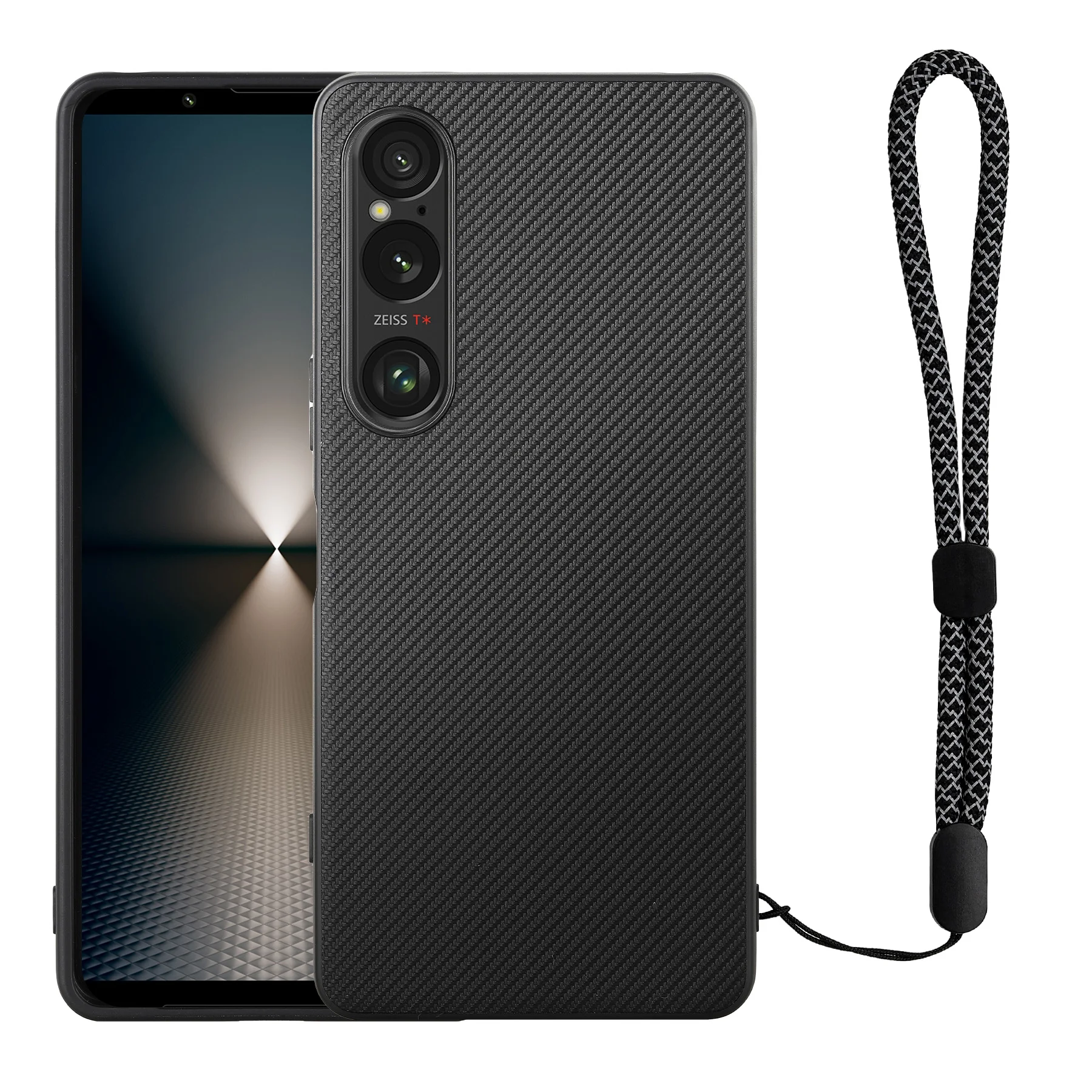 Kevlar Leather Case with Wristlet and Adjustable Latch for Sony Xperia 1 VI,Xperia 10 VI,Xperia 1 V,Xperia 5 V,Xperia 10 V