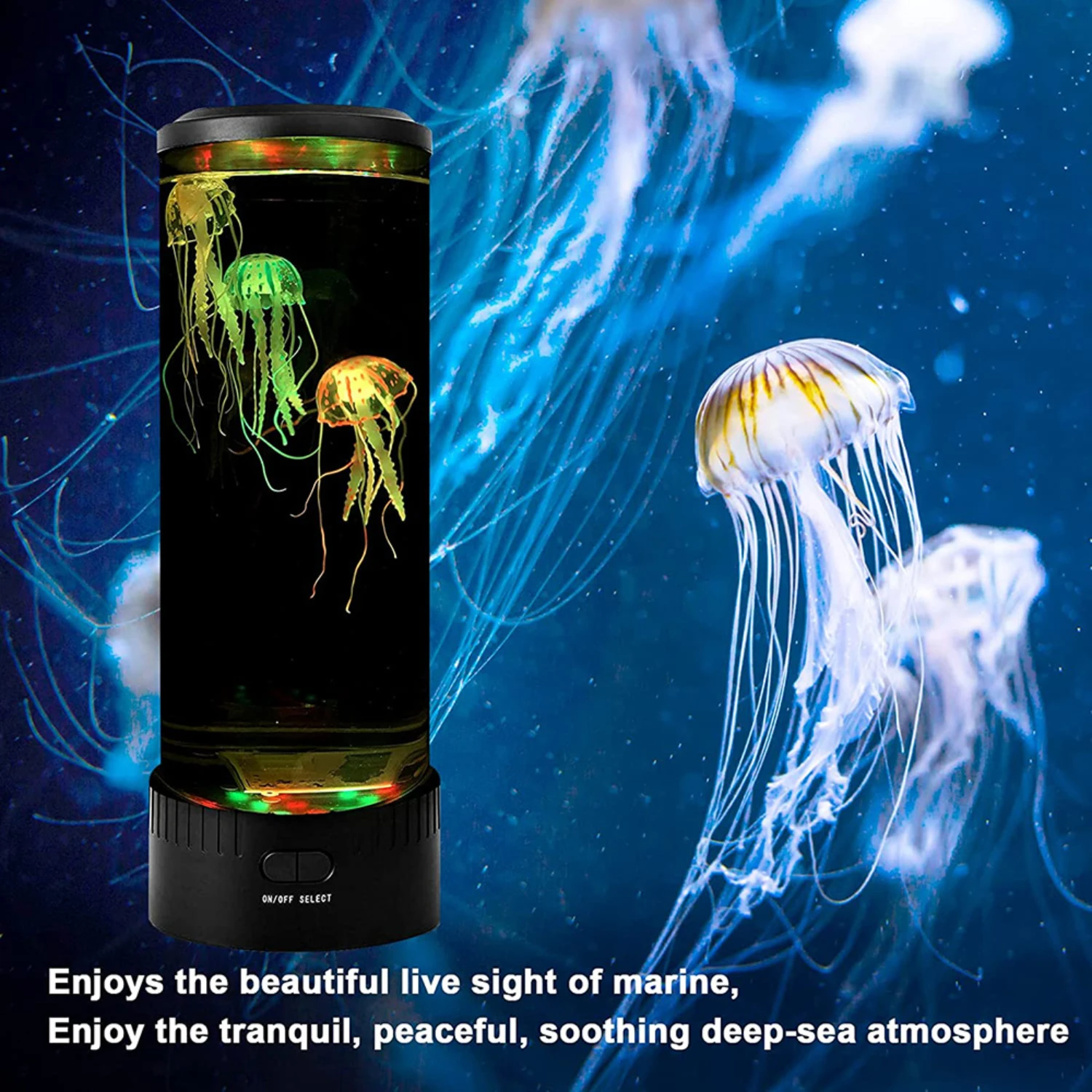 New Beautiful Colorful Multicolored LED Jellyfish Light Lava Lamp - Gorgeous Aquarium LED Mood Night Light for Bedroom Decoratio